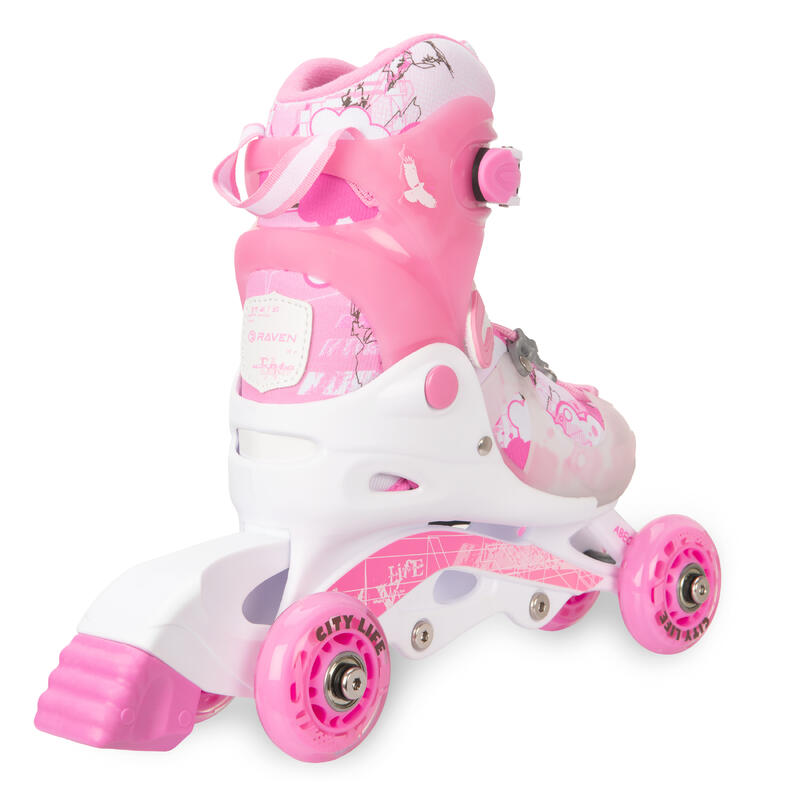 Raven Princesse rose 3-en-1 patins à roulettes ajustables