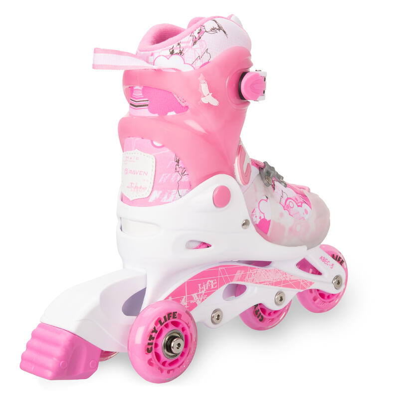 Raven Princesse rose 3-en-1 patins à roulettes ajustables