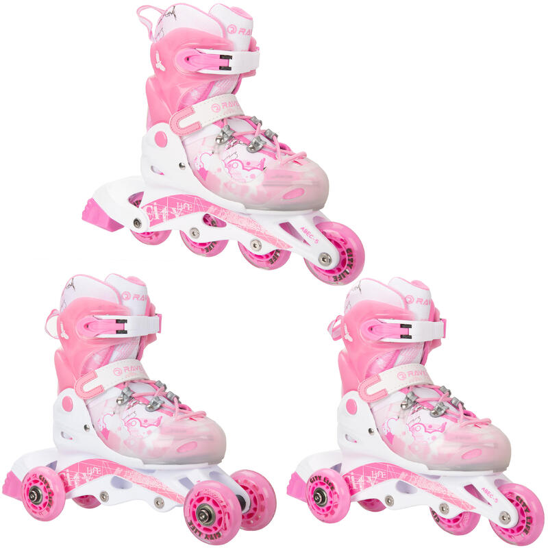 Raven Princesse rose 3-en-1 patins à roulettes ajustables