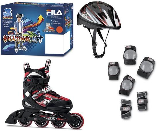 Pack Fila jr j-one noir/rouge T32-36 + tripack+ casque