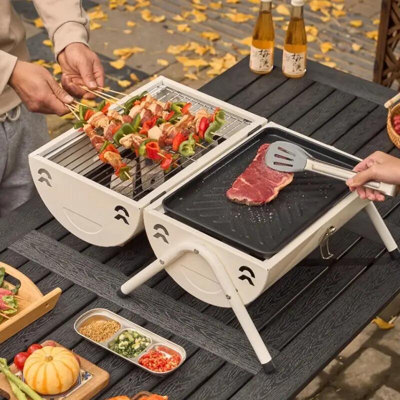 Barbacoa portátil para mesa Inuitz en hierro ventilación estilo ahumador