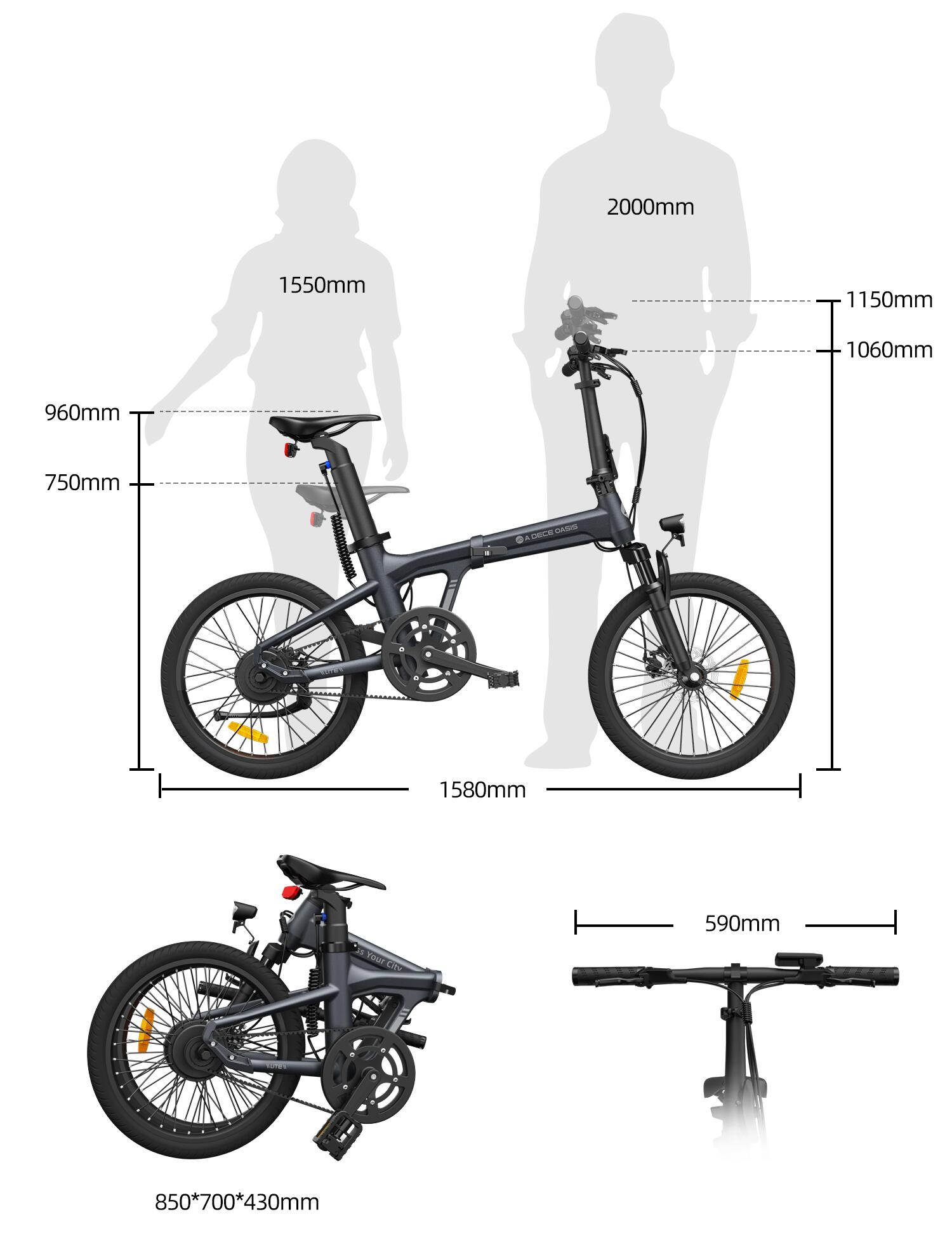 ADO Air20Pro Opvouwbare Elektrische Fiets,EBike Riemaandrijving,Bafang-motor,APP 7/8