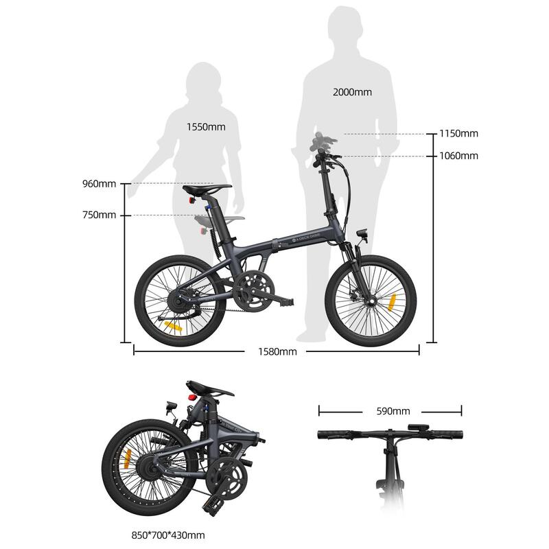 ADO EBike Air 20S Faltbares E-Fahrrad,klapprad Riemenantrieb,Pedelec