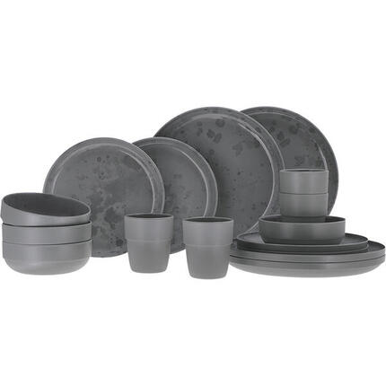 Melamine servies Palma camping reis keramiek look 16 delig