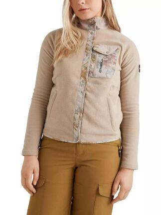 Fleecepullover Utility Button Fleece Damen - braun
