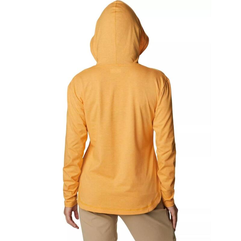 Koszulka sportowa z długim rękawem z kapturem Sun Trek - pomarańczowa