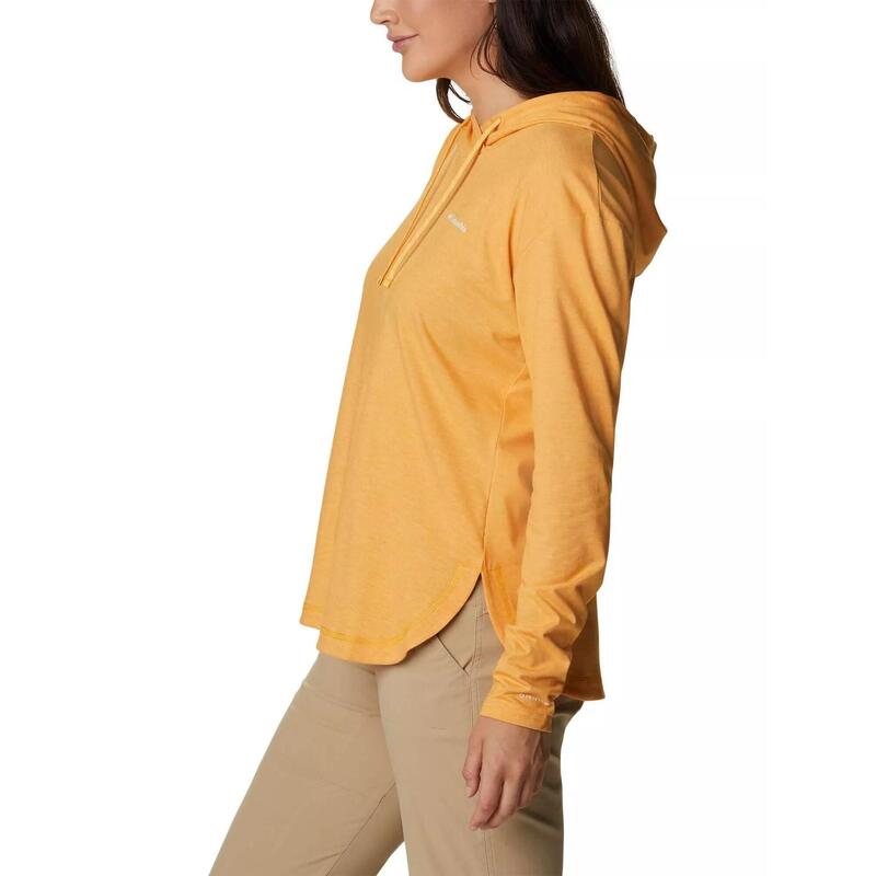 Koszulka sportowa z długim rękawem z kapturem Sun Trek - pomarańczowa