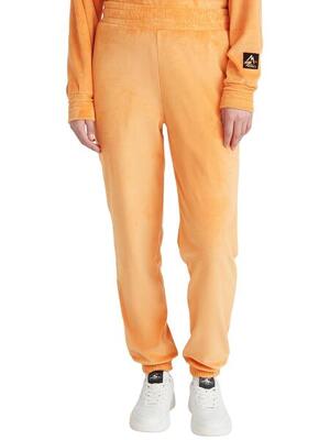 Freizeithosen Velour Jogger Pants Damen - orange