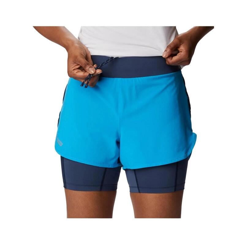 Sporthose W Endless Trail 2N1 Short Damen - blau