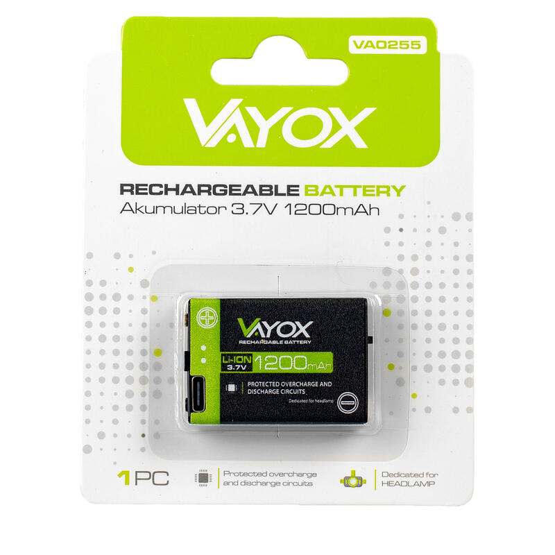 Akkumulátor Vayox fejlámpákhoz VA0255 Li-Ion 1200mAh 3.7V