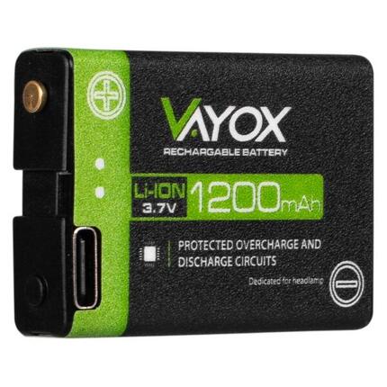 Akku für Stirnlampen Vayox VA0255, Li-Ion, 1200mAh, 3.7V