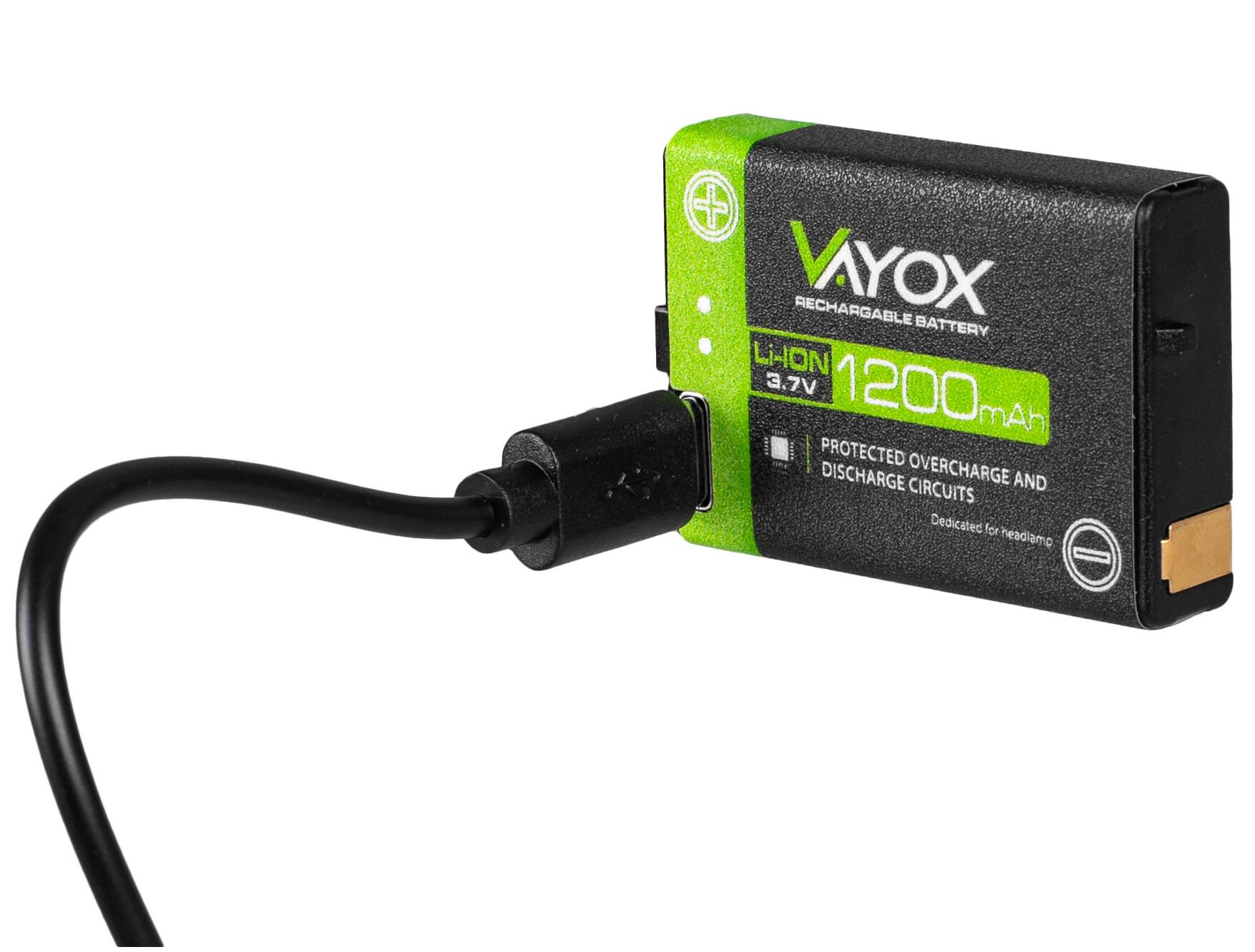 Batterij voor Vayox hoofdlampen VA0255 Li-Ion 1200mAh 3,7V 5/7