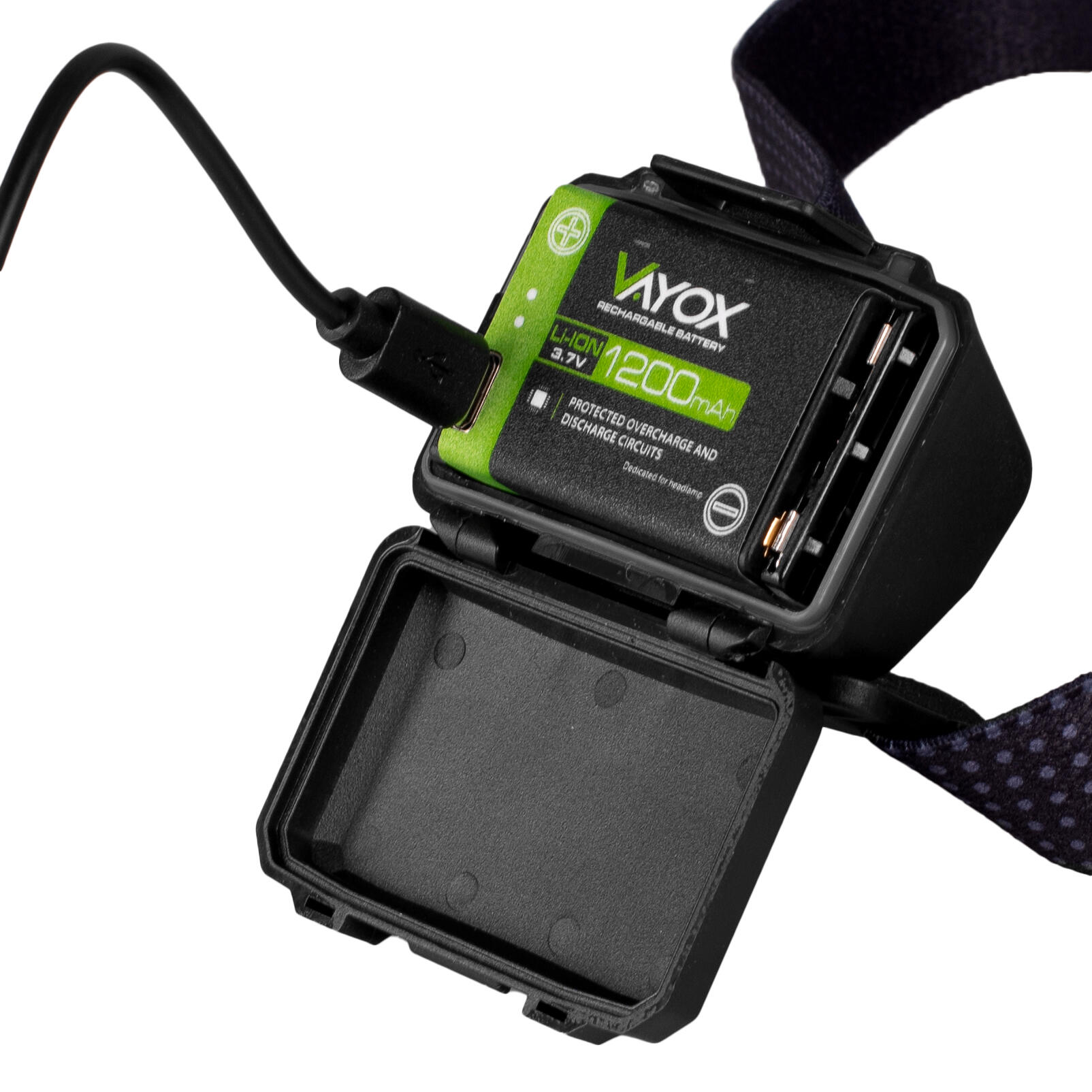 Batterij voor Vayox hoofdlampen VA0255 Li-Ion 1200mAh 3,7V 3/7