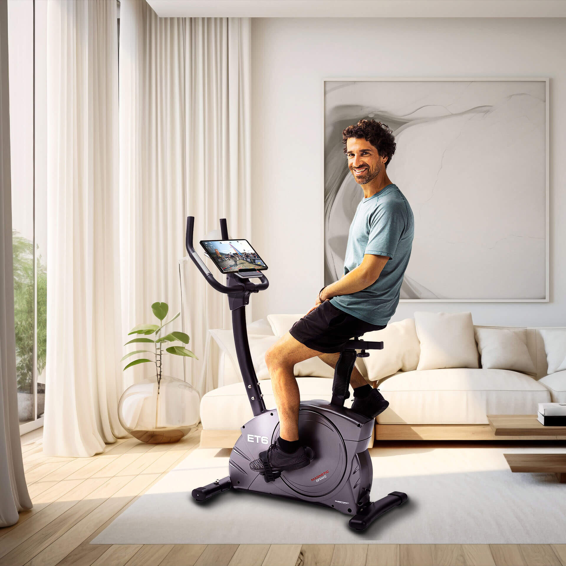 Vélo d'appartement - 150kg et 200cm incl. tapis + ceinture cardiaque - ET 6 7/7