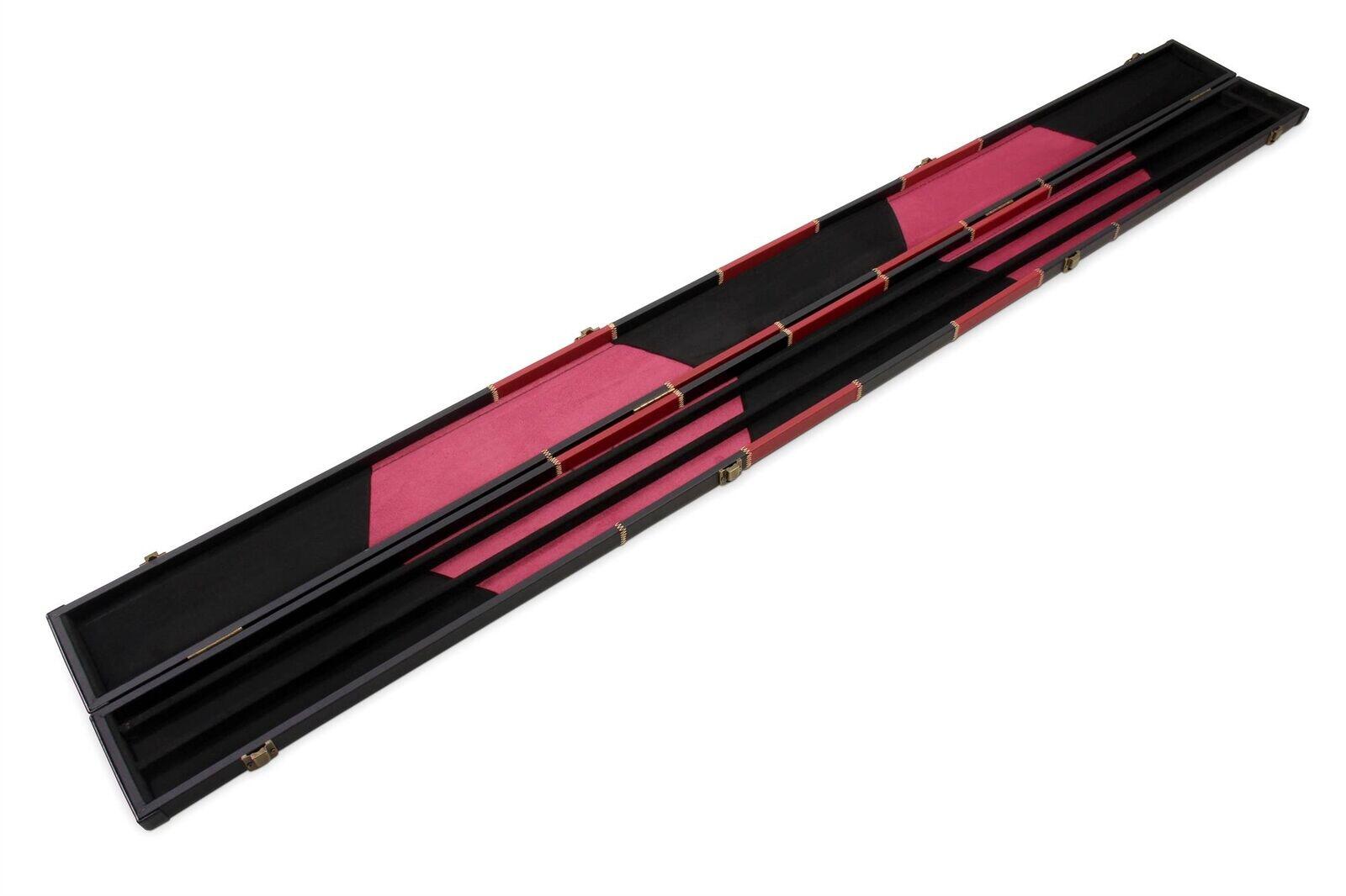 Deluxe 1 Piece WIDE BURGUNDY CHEQUERED Snooker Pool Cue Case - Holds 3 Cues 6/7