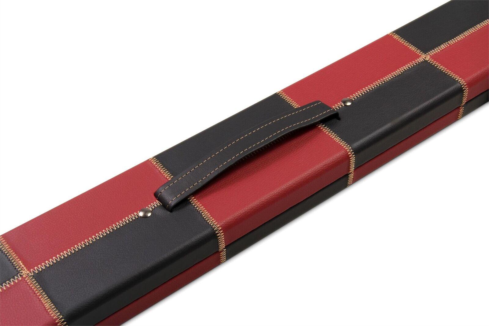 Deluxe 1 Piece WIDE BURGUNDY CHEQUERED Snooker Pool Cue Case - Holds 3 Cues 3/7