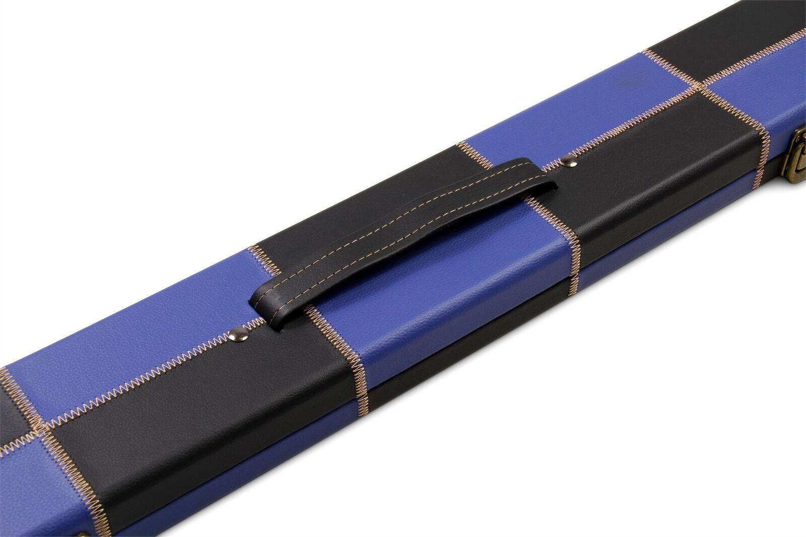 Deluxe 1 Piece WIDE BLUE CHEQUERED Snooker Pool Cue Case - Holds 3 Cues 3/7