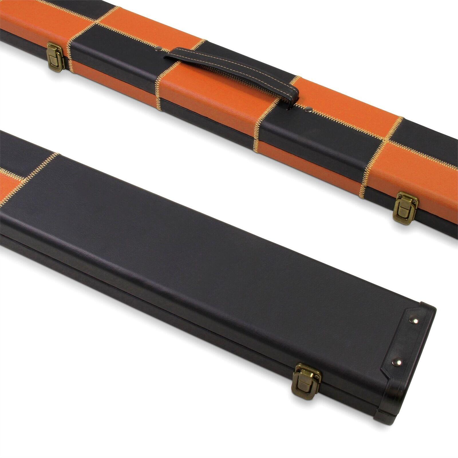 Deluxe 1 Piece WIDE ORANGE CHEQUERED Snooker Pool Cue Case - Holds 3 Cues 1/7