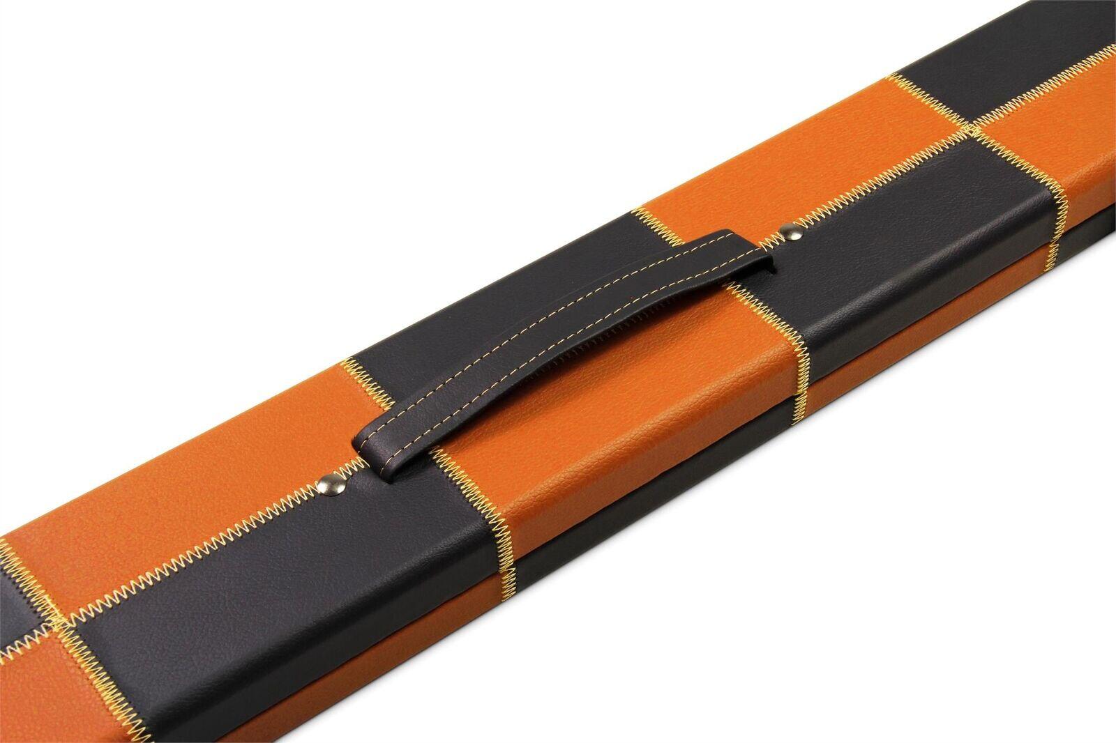 Deluxe 1 Piece WIDE ORANGE CHEQUERED Snooker Pool Cue Case - Holds 3 Cues 3/7