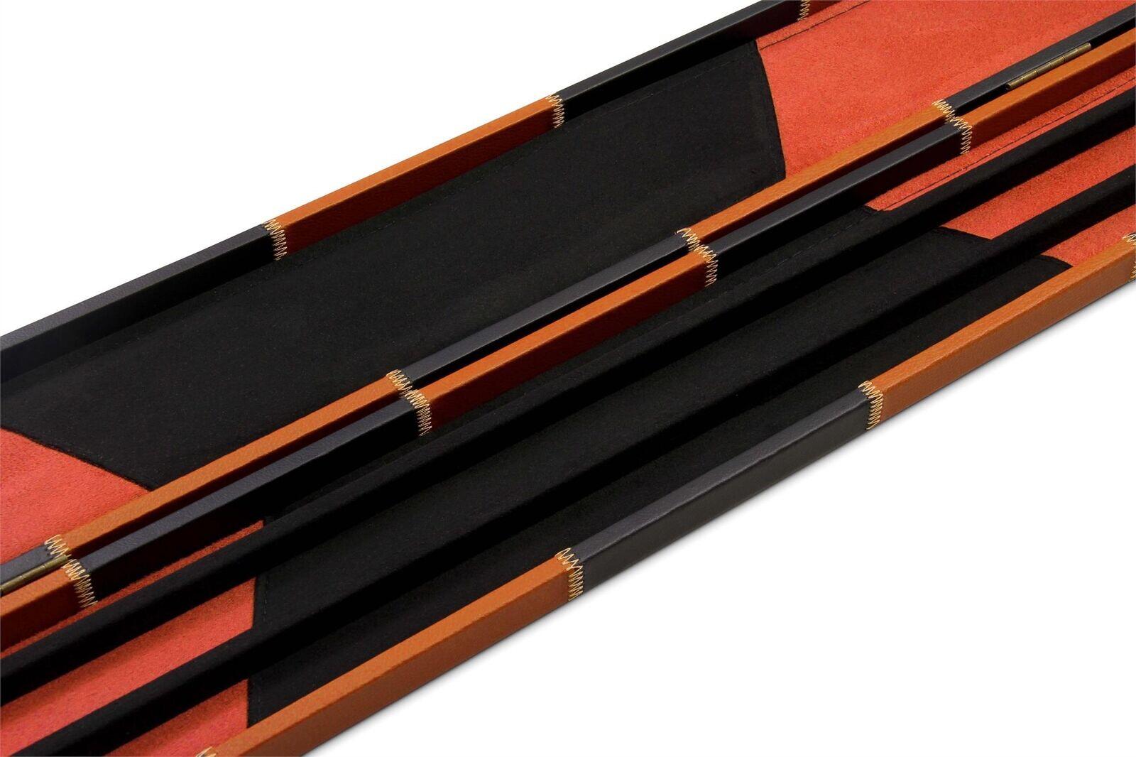 Deluxe 1 Piece WIDE ORANGE CHEQUERED Snooker Pool Cue Case - Holds 3 Cues 5/7