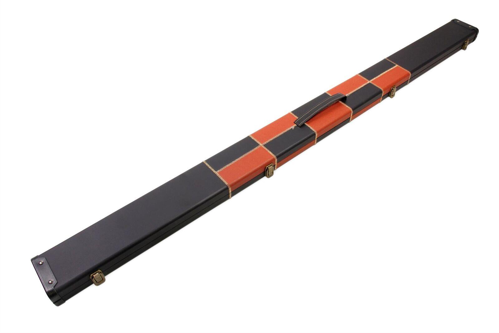 Deluxe 1 Piece WIDE ORANGE CHEQUERED Snooker Pool Cue Case - Holds 3 Cues 6/7