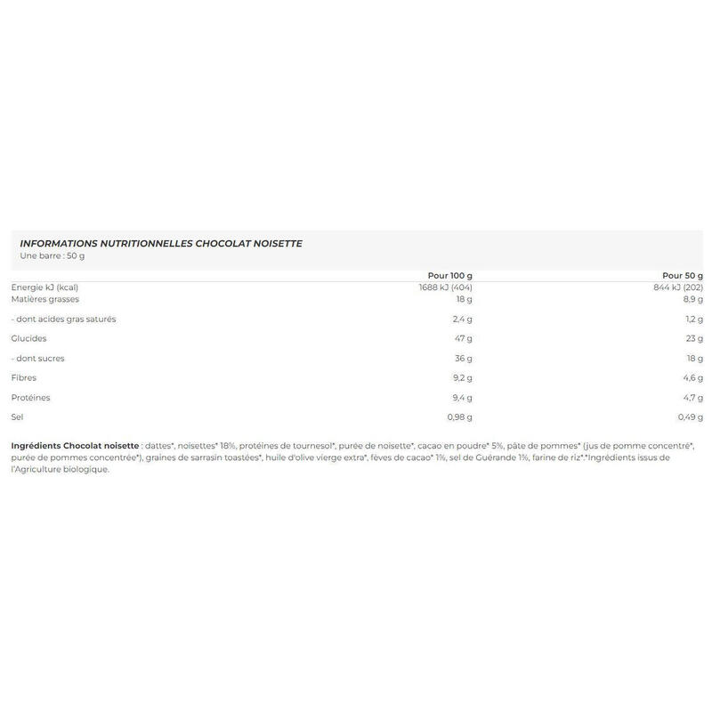 Pack X12 Barres énergétiques Extra Chocolat-Noisette 50g