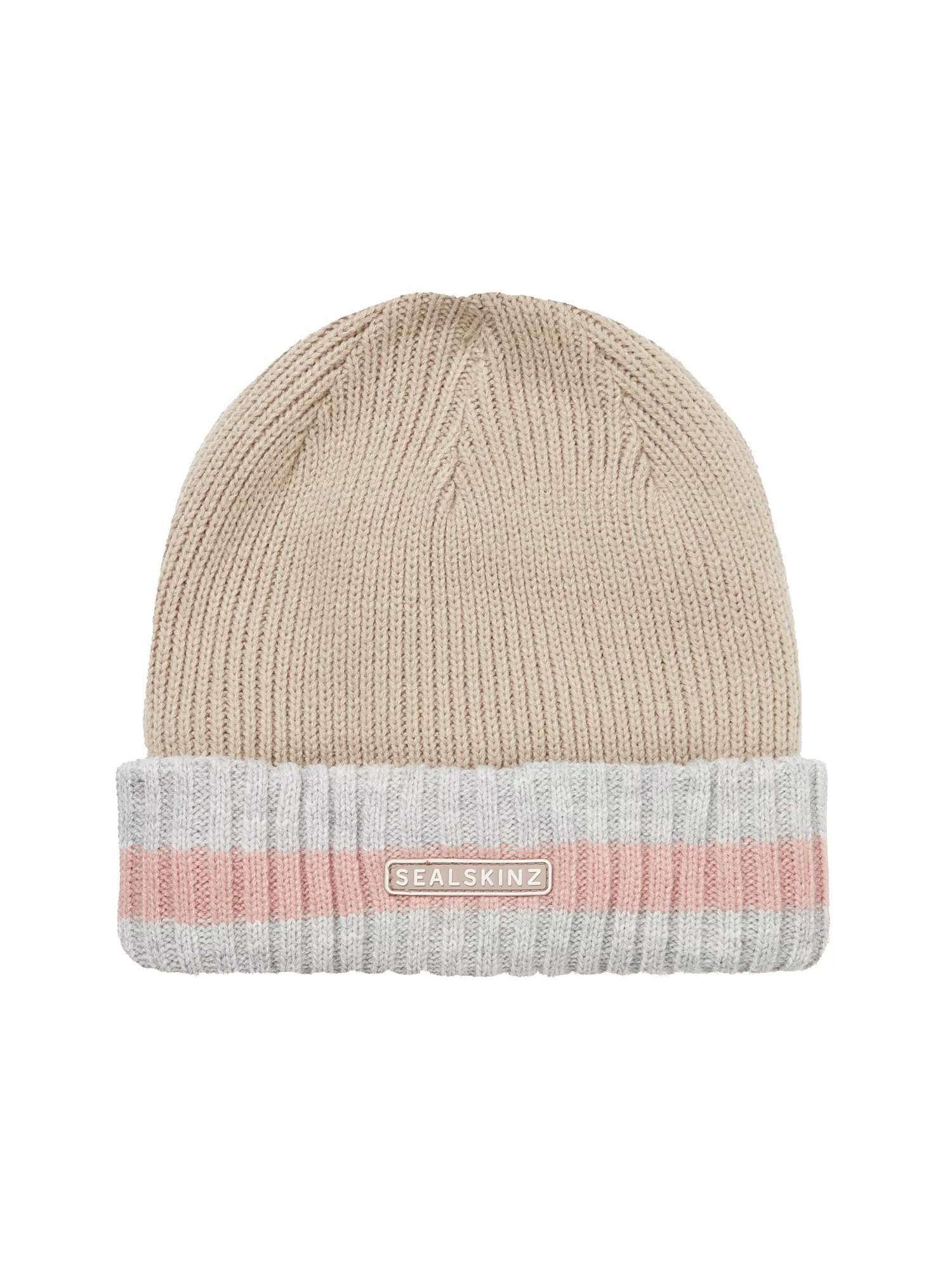 Waterproof Cold Weather Striped Roll Cuff Beanie Hat 1/3