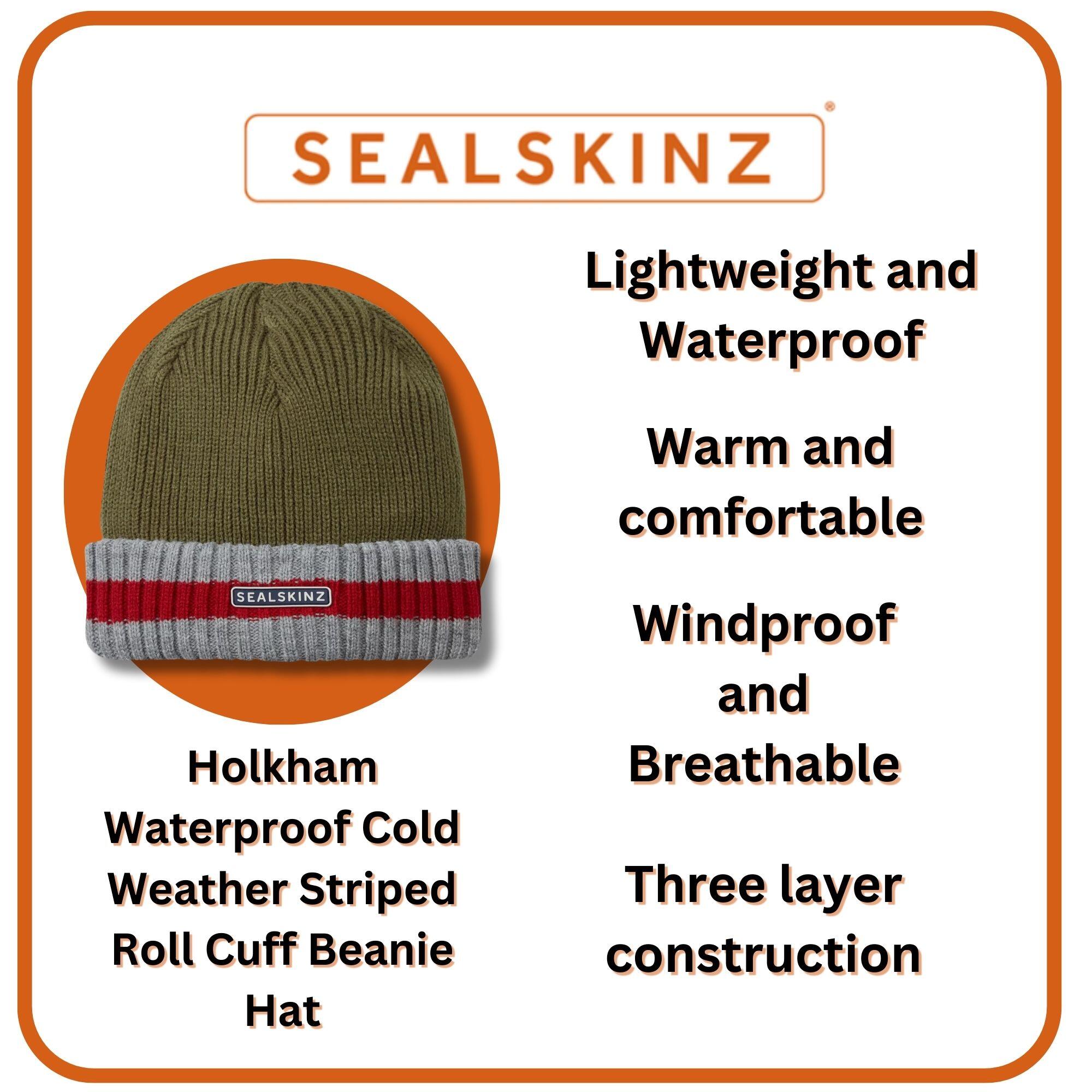 Waterproof Cold Weather Striped Roll Cuff Beanie Hat 3/3