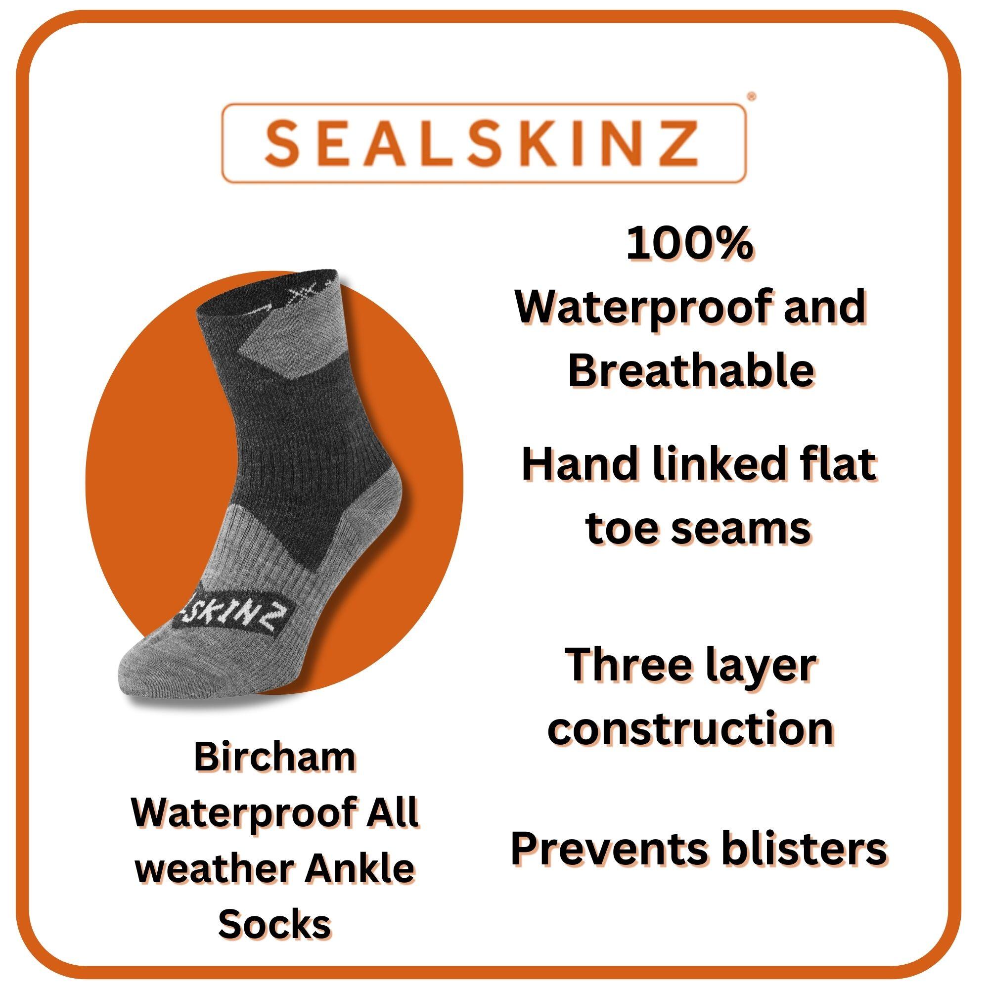 Chaussettes Imperméables SEALSKINZ Bircham - Mérinos, 100% étanches, Respirantes - Unisexe, 4 Couleurs - 11