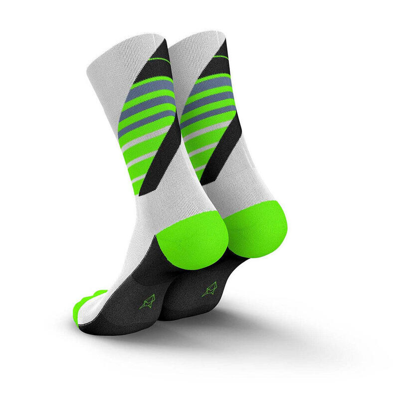 Made in Italy High-Cut Running Socks - Ladders Black Green