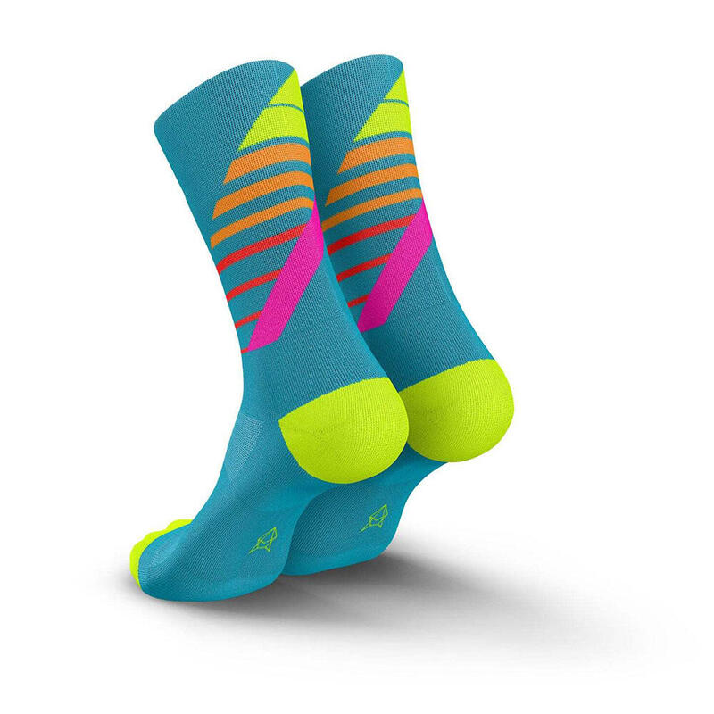 意大利製造高筒跑步運動襪 - 藍/粉紅色