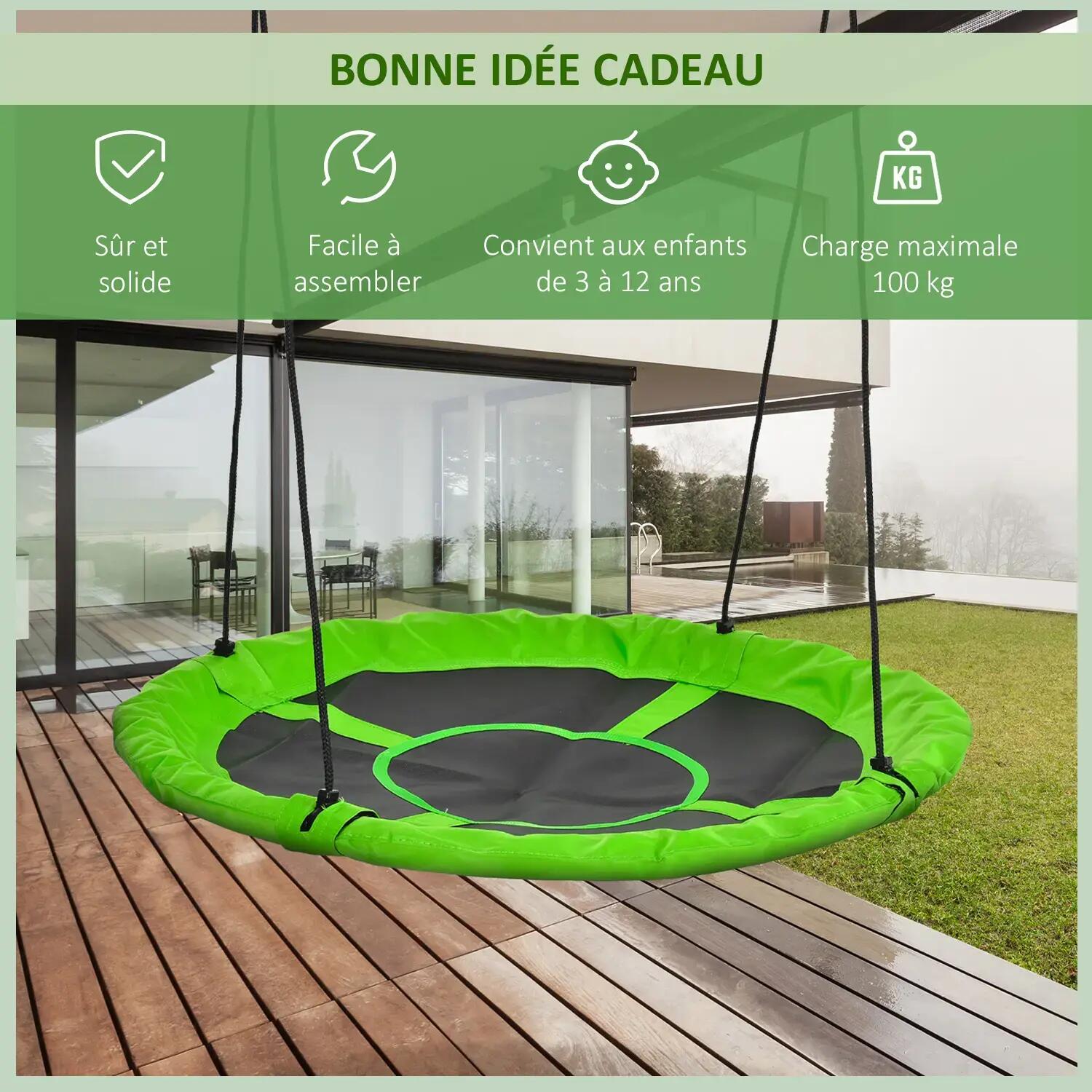 Balançoire nid d'oiseau ronde Ø 110 cm vert 5/5