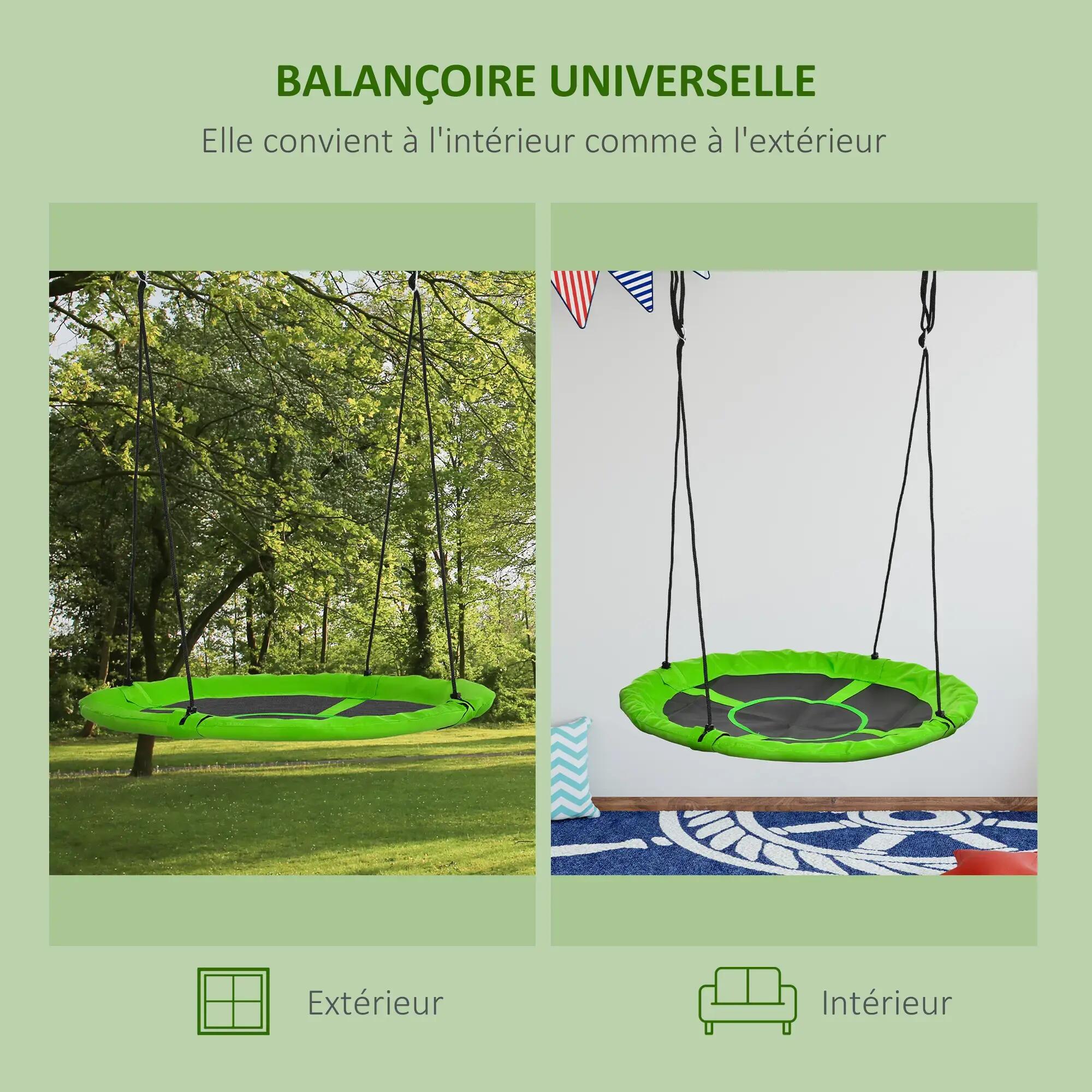 Balançoire nid d'oiseau ronde Ø 110 cm vert 4/5