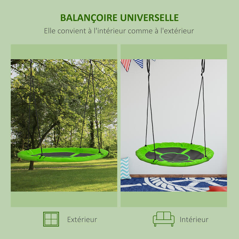 Balançoire nid d'oiseau ronde Ø 110 cm vert