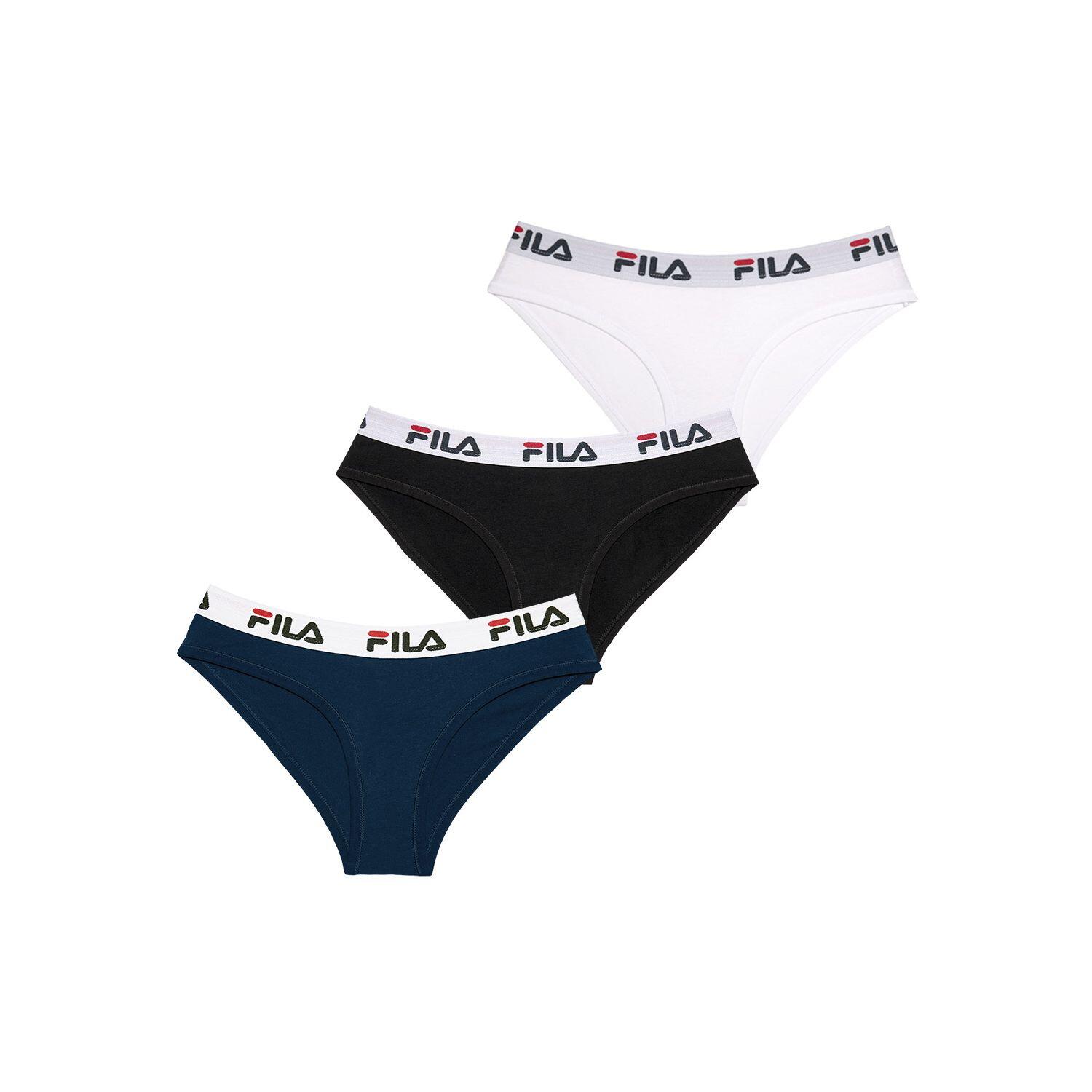 Lot de 3 Culottes coton femme Fila 6043 Noir Navy et Blanc 1/5