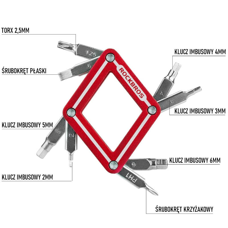 Zestaw kluczy rowerowych multitool 8w1 Rockbros KT-8001