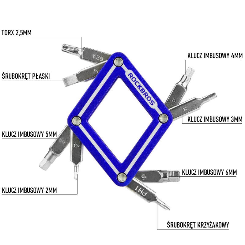 Zestaw kluczy rowerowych multitool 8w1 Rockbros KT-8001 5/7
