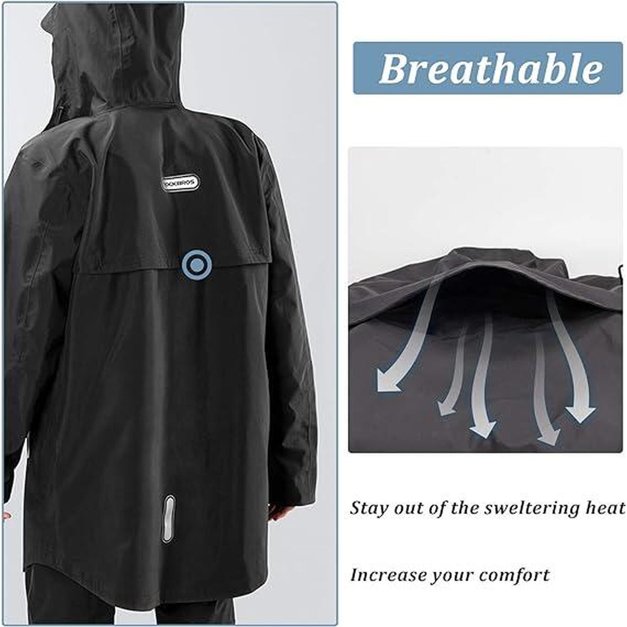 Veste Pluie Unisexe Manteau à Capuche Imperméable Noir XL