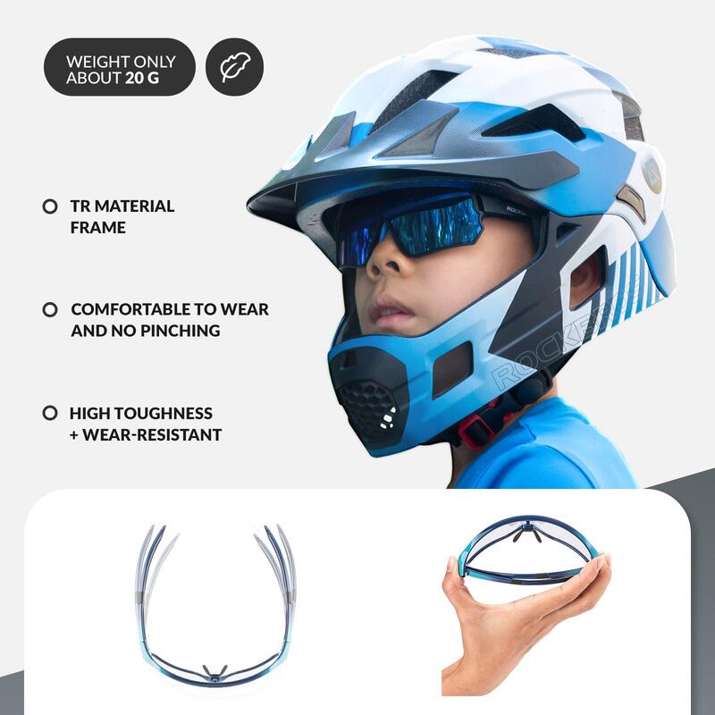 Fotochromatische fietsbril voor kinderen met UV400-bescherming Blauw