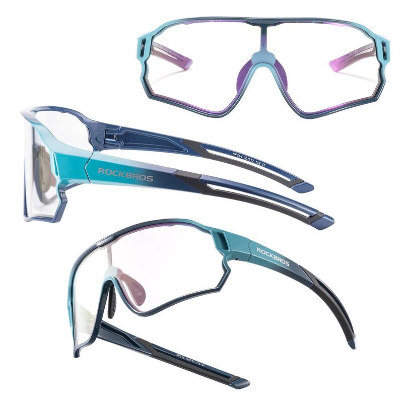 Fotochromatische fietsbril voor kinderen met UV400-bescherming Blauw