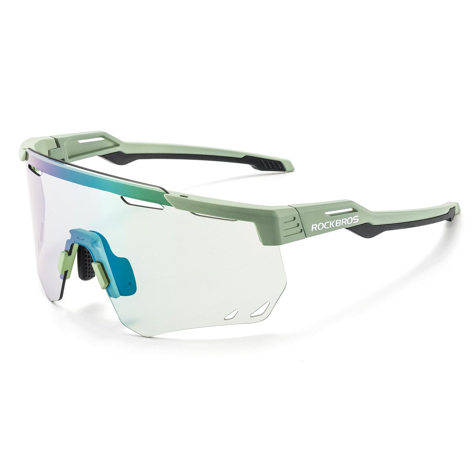 Rockbros - Lunettes De Vélo Photochromiques Ultra-légère Cadre À Mémoire De Forme Vert - Lunettes De Soleil - Vert - Taille Unique - Decathlon