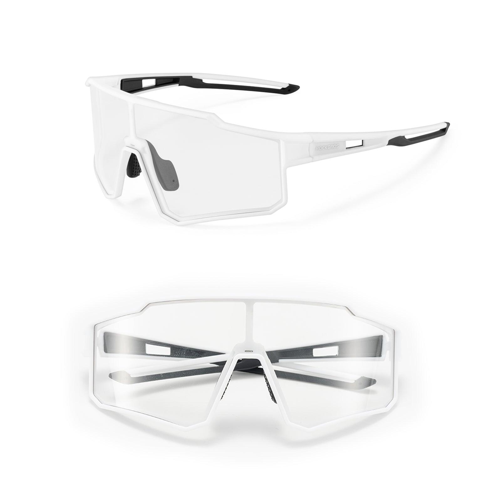 ROCKBROS Photochrome Fahrradbrille für Erwachsene, Unisex, Anti-UV400, Weiß
