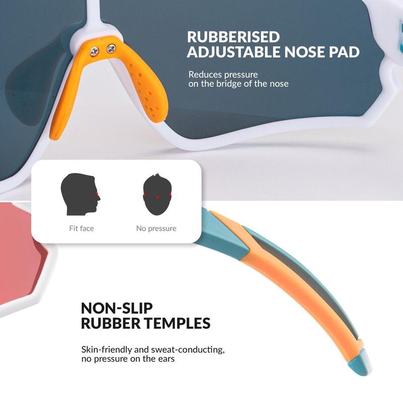 Gepolariseerde Fietsbril voor Kinderen met UV400-bescherming Wit en Groen