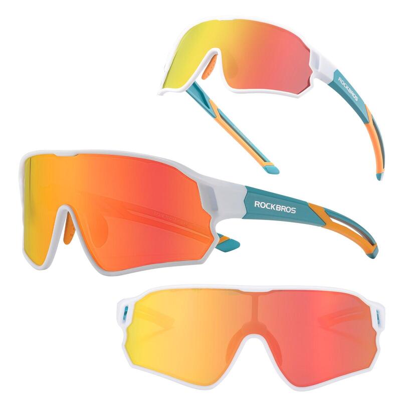 Lunettes de Vélo Polarisées pour Enfant Anti-UV400 Blanc Vert