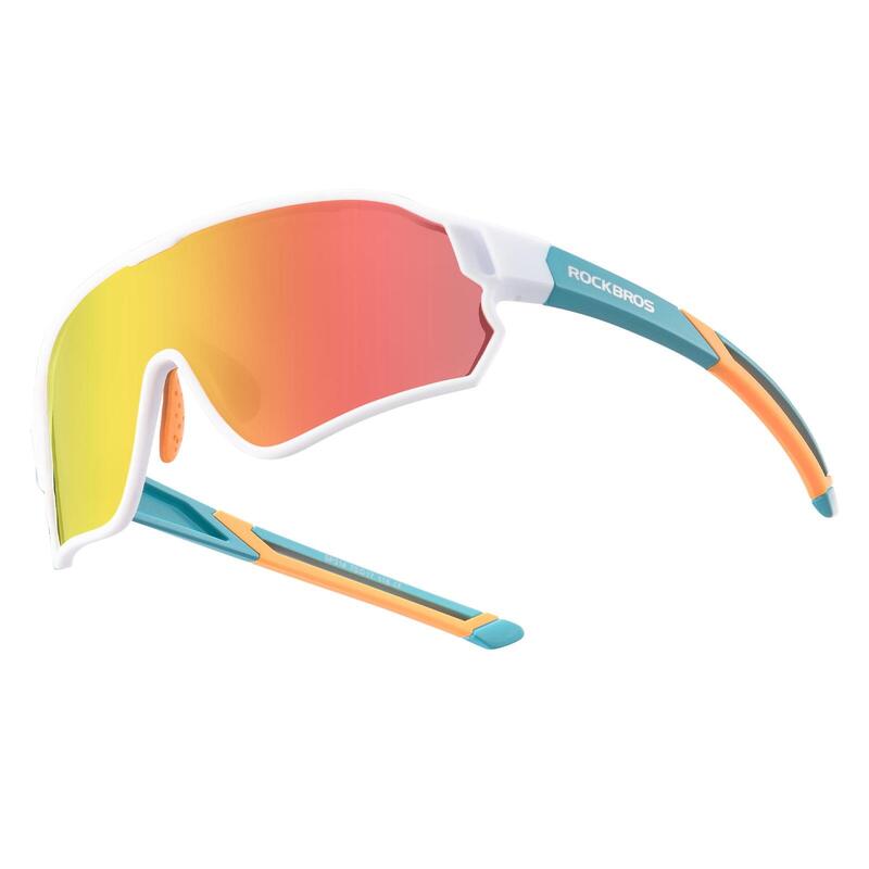 Lunettes de Vélo Polarisées pour Enfant Anti-UV400 Blanc Vert