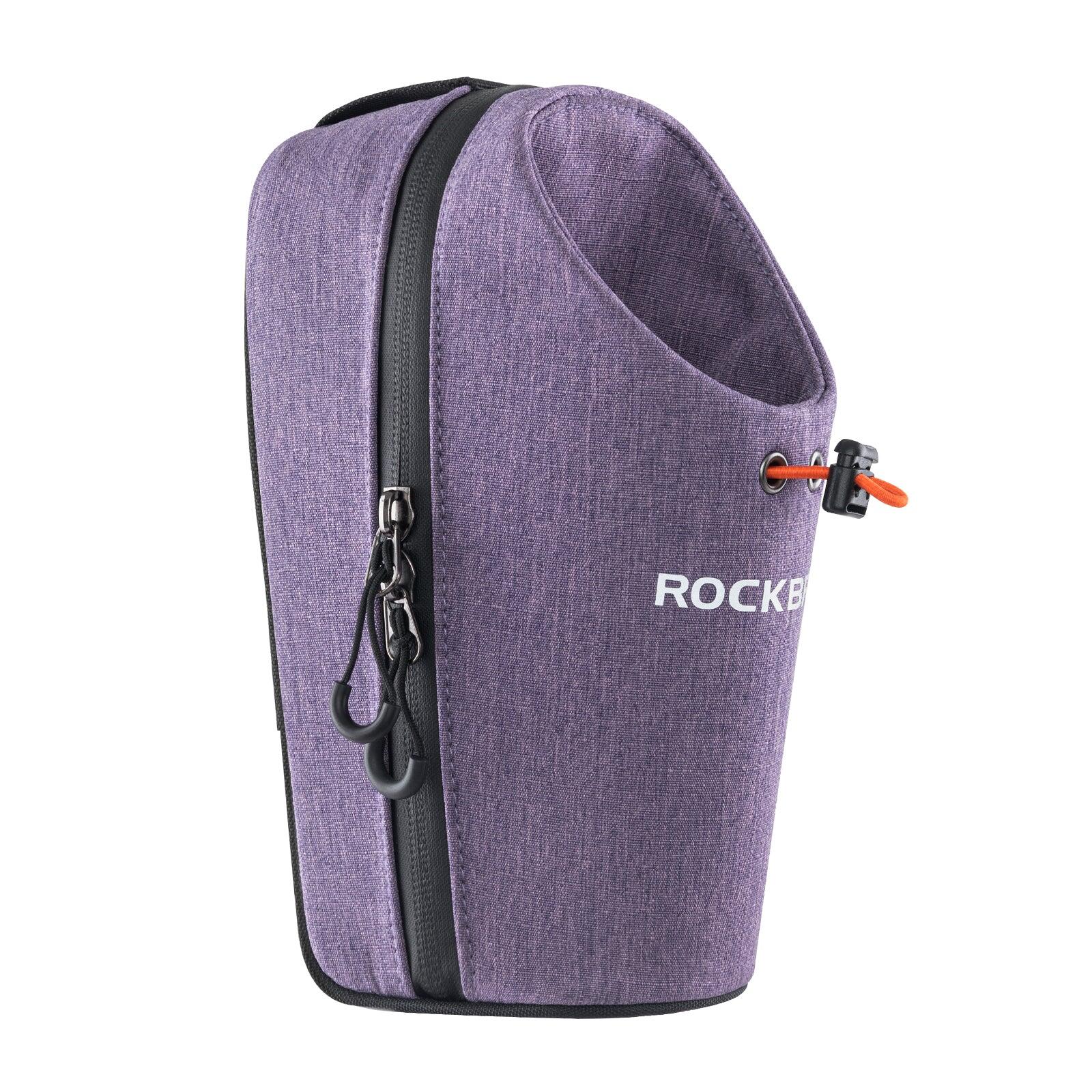 ROCKBROS Porte-Bidon Vélo Pliant Sacoche Avant Bidon 1,5L Guidon Calibre Réglable Jusqu'à 8cm Sac Petit Boisson Parapluie Lunettes Gants pour Scooter Trottinette Électrique VTT Noir