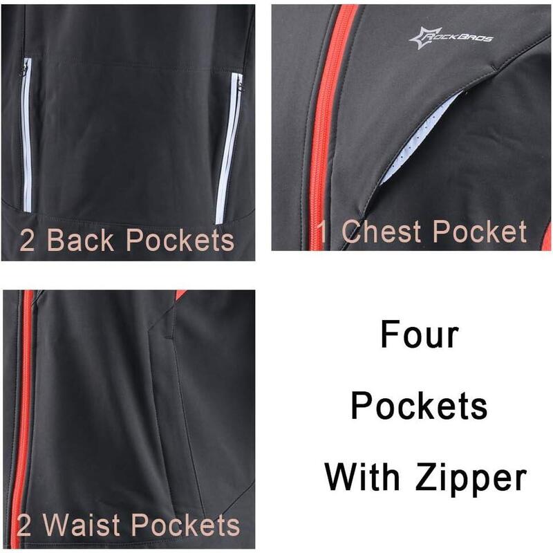 Waterdicht Thermisch Fietsjack Zwart Rood 3XL