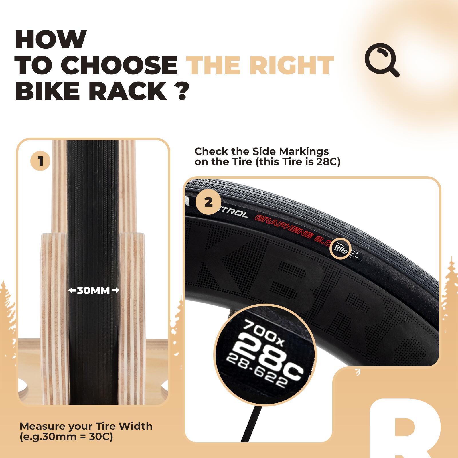 Porte-Vélo en Bois de 30 mm pour Roues de 23C à 30C et de 700C 4/7