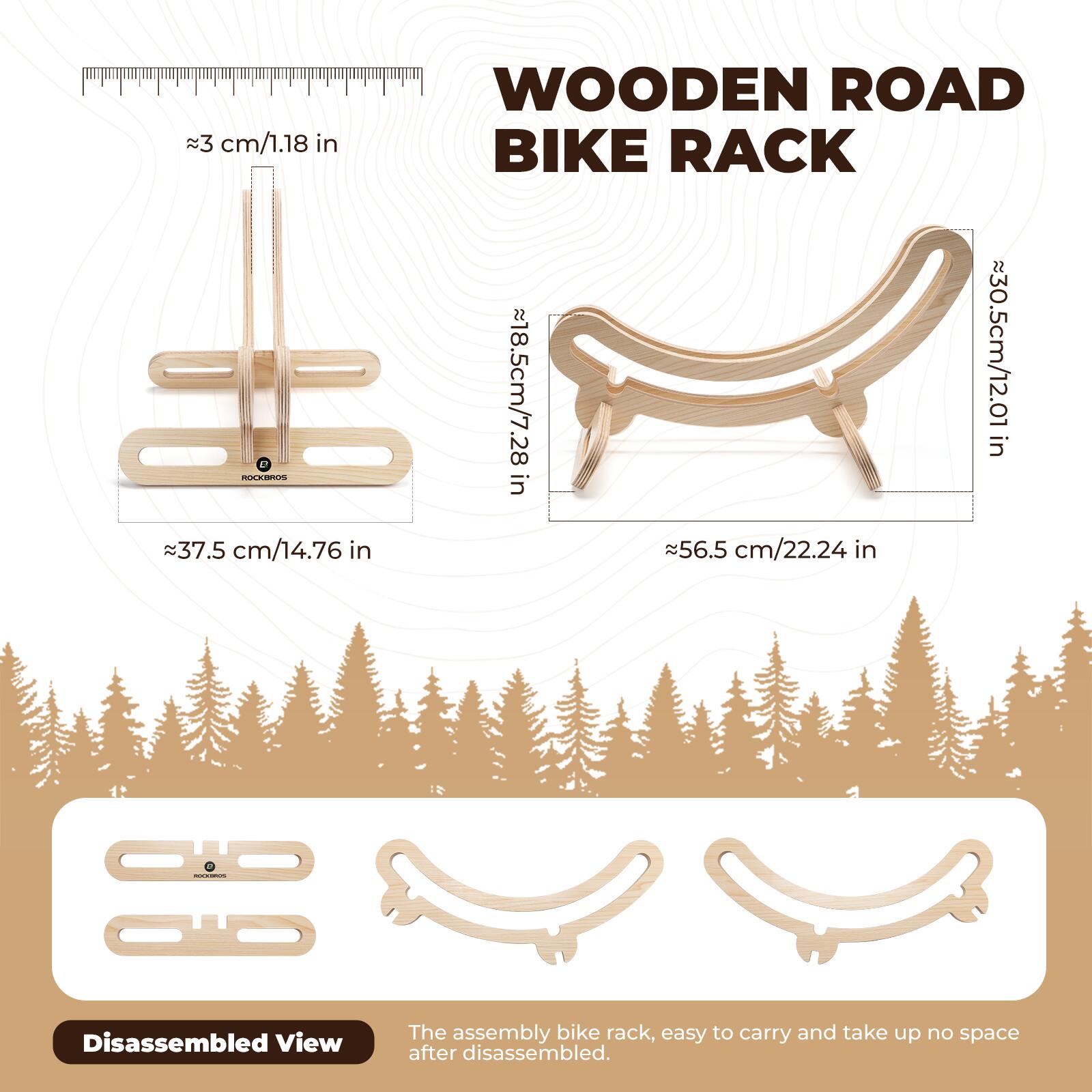 Porte-Vélo en Bois de 30 mm pour Roues de 23C à 30C et de 700C 2/7