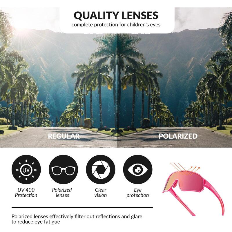 Lunettes de Vélo Polarisées pour Enfant Anti-UV400 Rose
